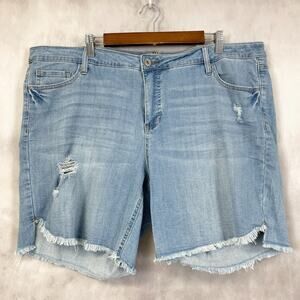 True Craft Womens Denim Bermuda Shorts Plus‎ Size 22 Distressed Grunge Summer